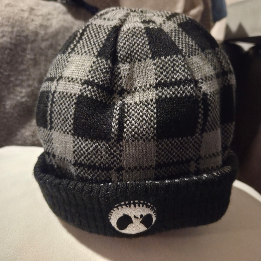 Disney Nightmare Before Christmas Jack Skellington Reversible Beanie Plaid Hat